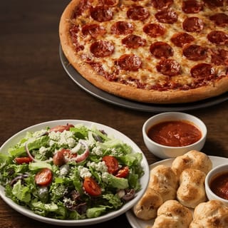 Cheese Pizza with Garlic Knots & Side Salads